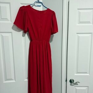 Red chiffon dress